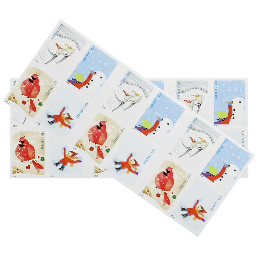 100Pcs 2014 Winter Fun Forever First Class Postage Stamps