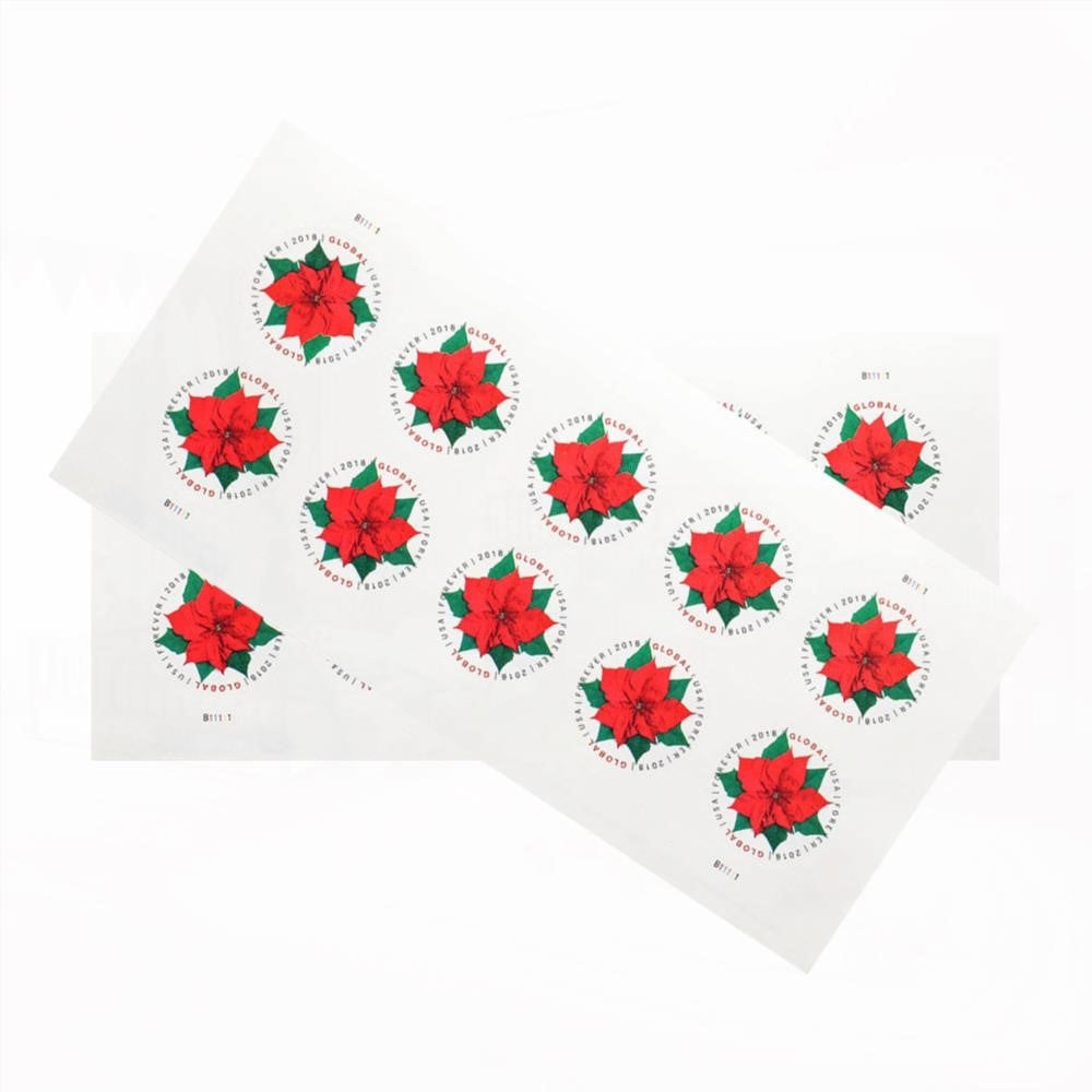 100Pcs 2018 US Global Poinsettia Forever Stamps