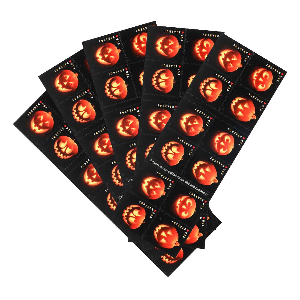100Pcs 2016 First-Class Forever Stamp - Jack-O'-Lanterns: Round Eyes and Four Teeth