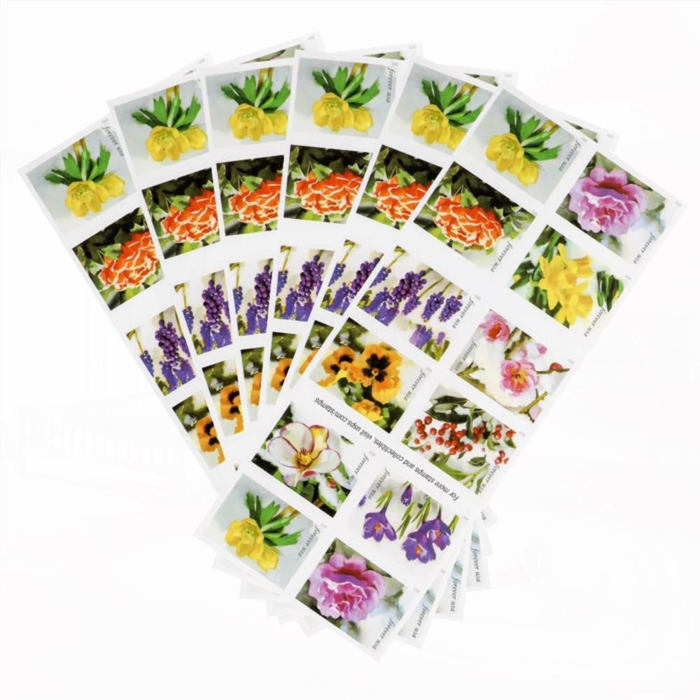 100Pcs 2022 First-Class Forever Stamp - Snowy Beauty: Winter Aconite