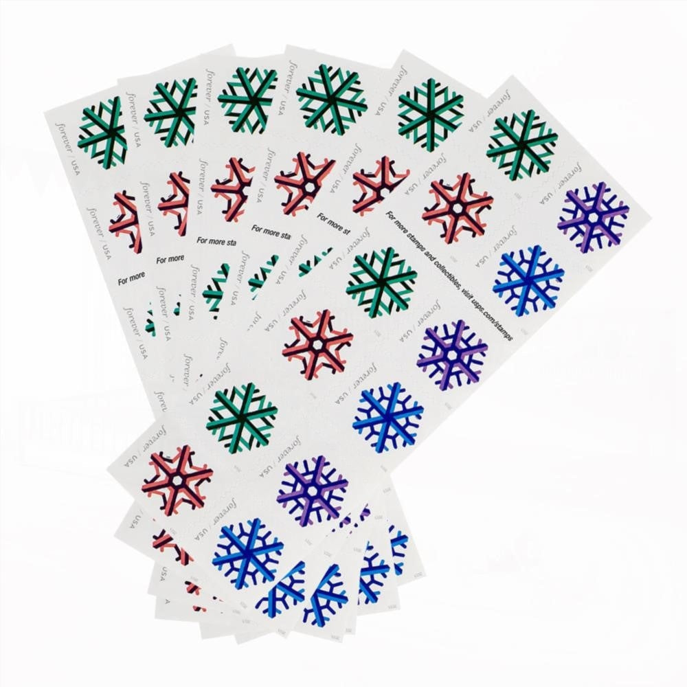100Pcs 2015 US Geometric Snowflakes Forever Postage Stamps