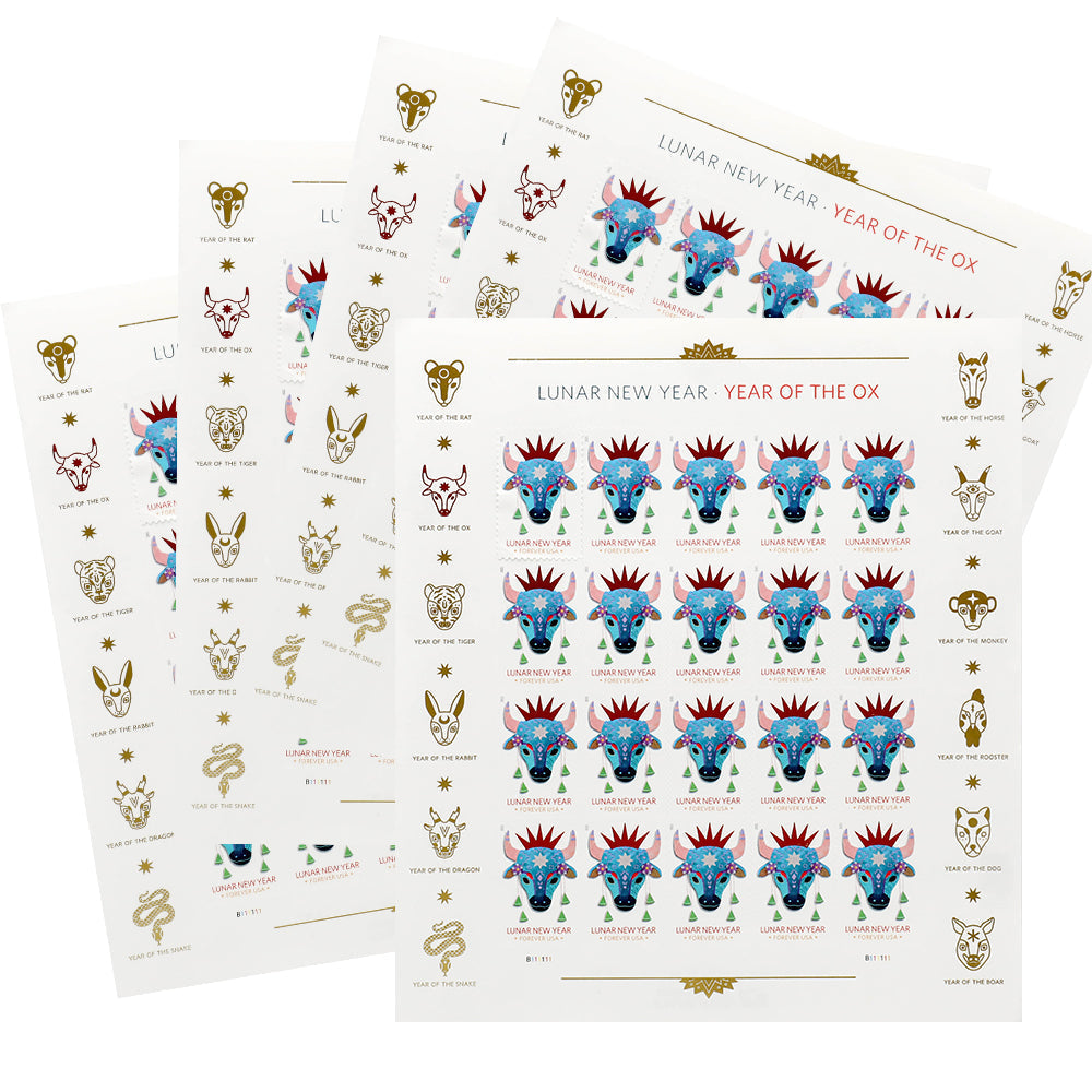 100Pcs 2021 U.S. Lunar New Year: Year of the Ox Forever Stamps