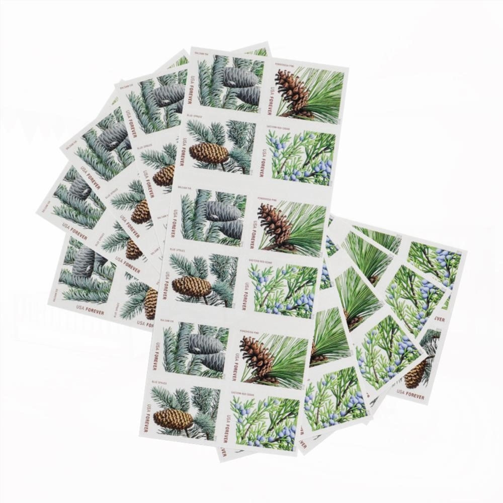 100Pcs 2010 Holiday Evergreens Forever First Class Postage Stamps