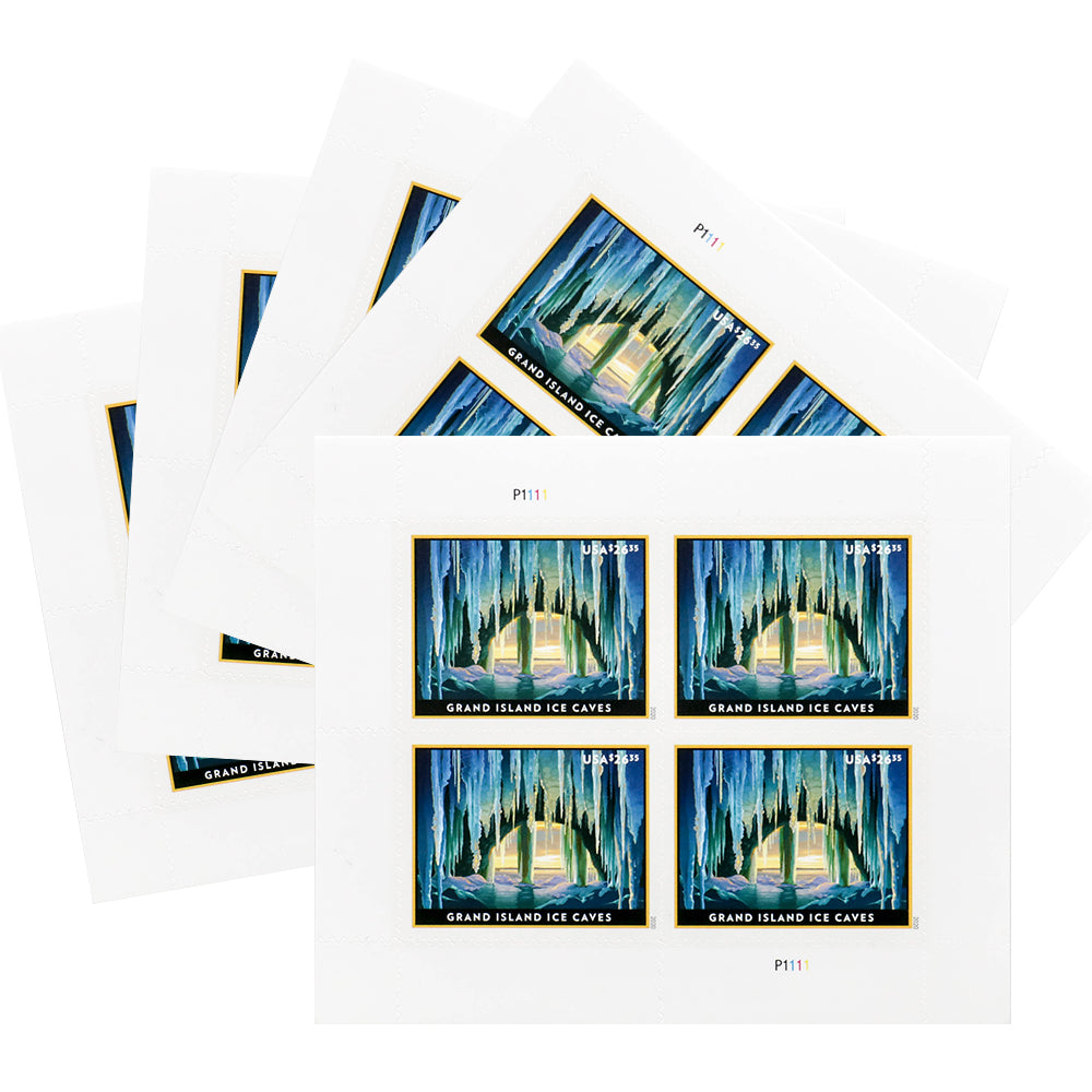 100Pcs 2020 US Grand Island Ice Caves Express Mail Pane of Four Stamps