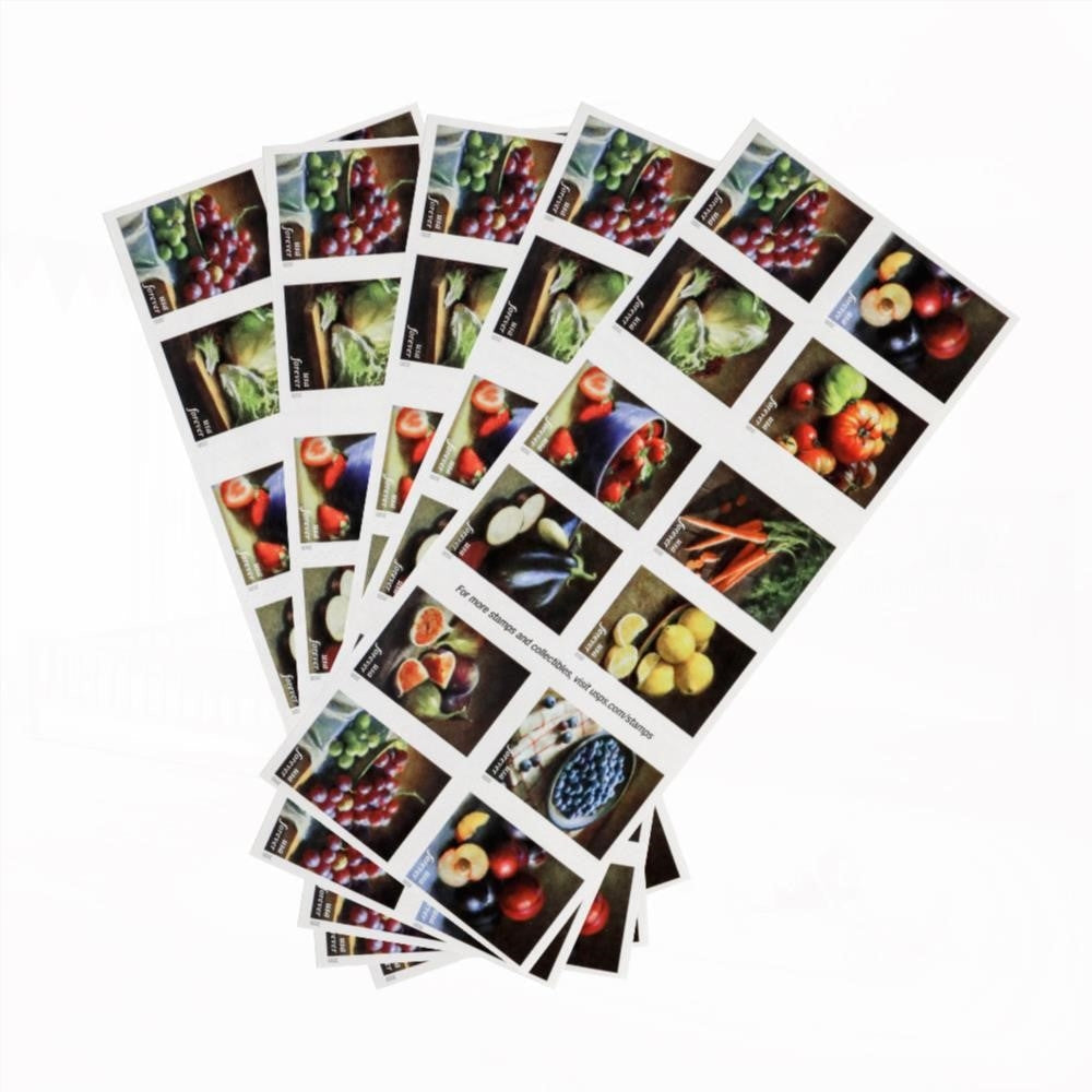 100Pcs U.S. 2020 Fruits & Vegetables Forever Stamps