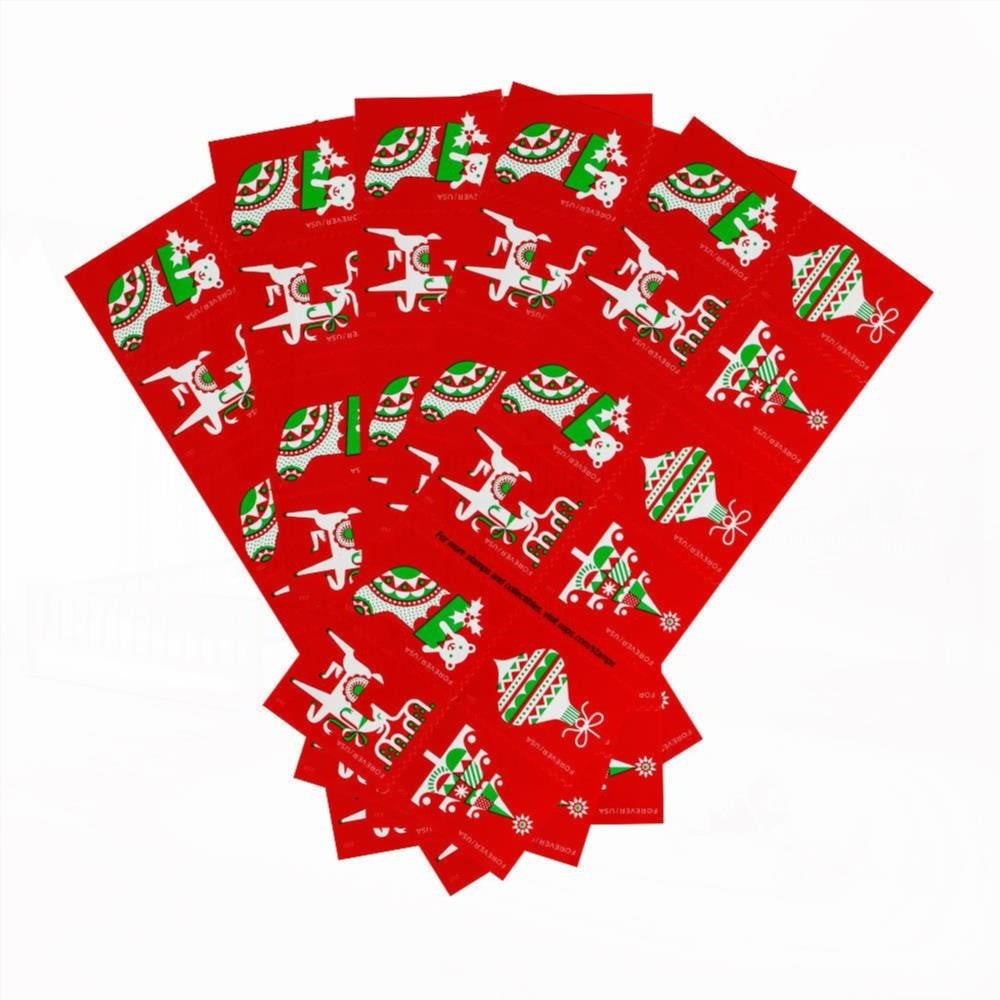 100Pcs 2020 US Christmas Holiday Delights Forever Postage Stamps