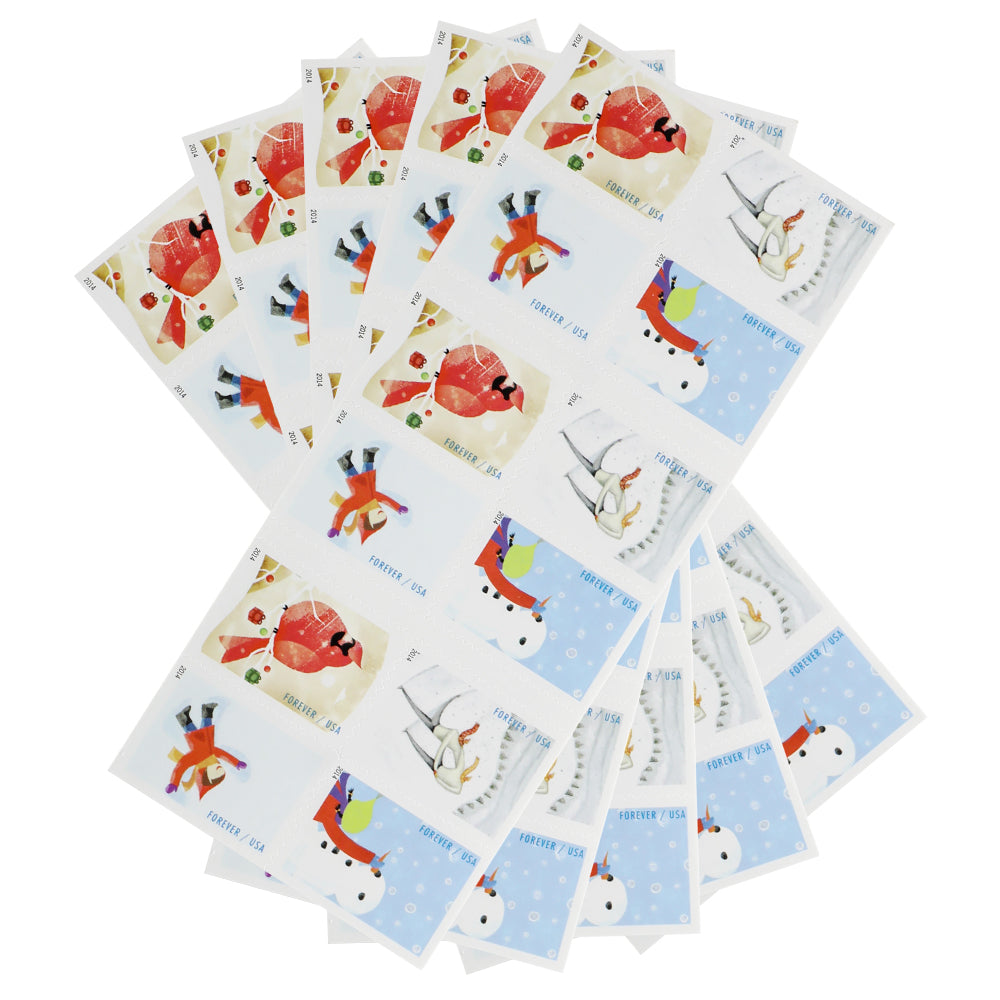 100Pcs 2014 Winter Fun Forever First Class Postage Stamps