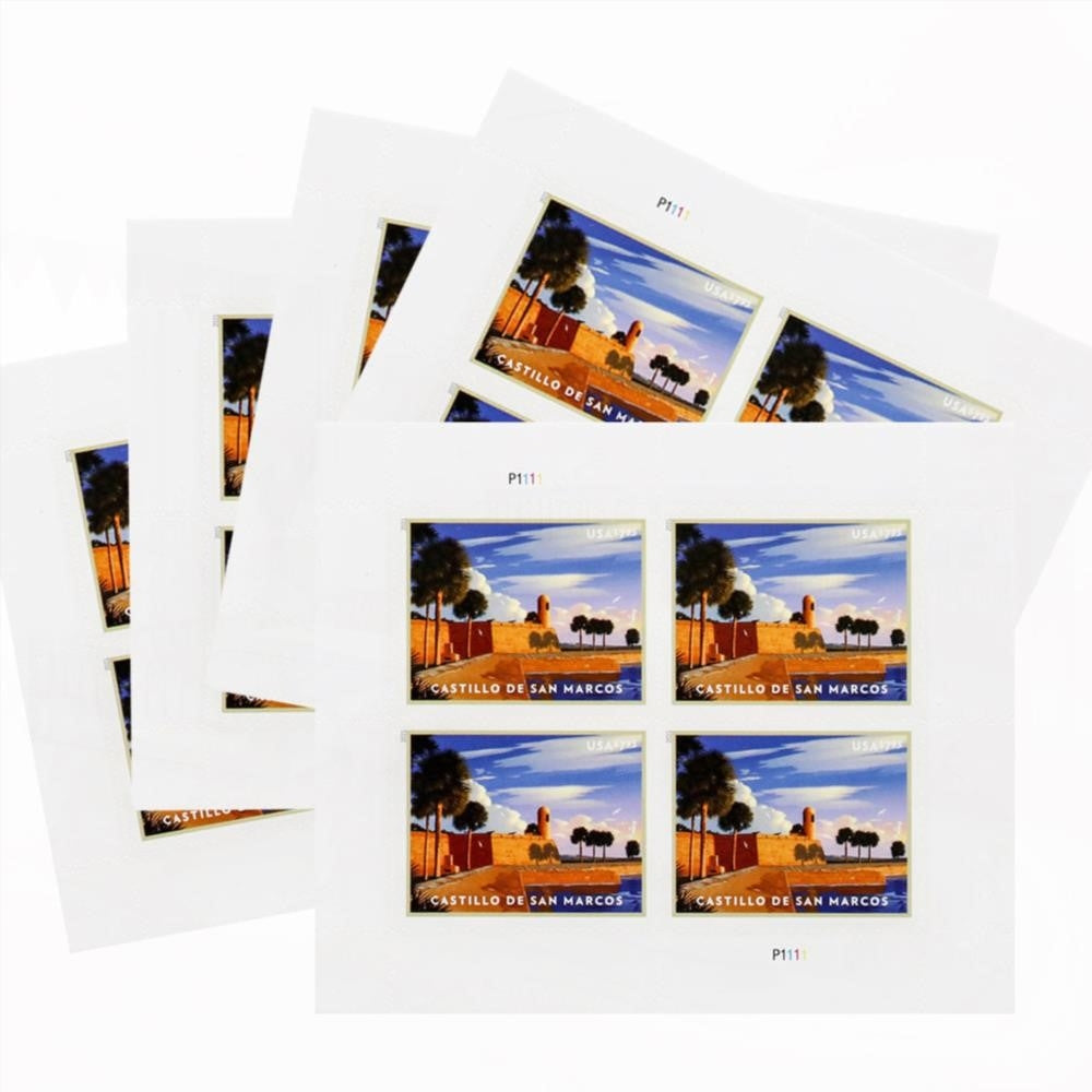 100Pcs 2021 US MNH Priority Mail Castillo De San Marcos Mail Pane of 4 Stamps