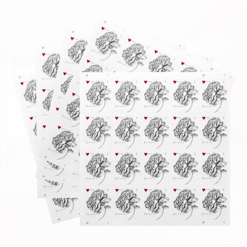 100Pcs 2015 First-Class Forever Stamp - Wedding Series: Engraved Vintage Rose