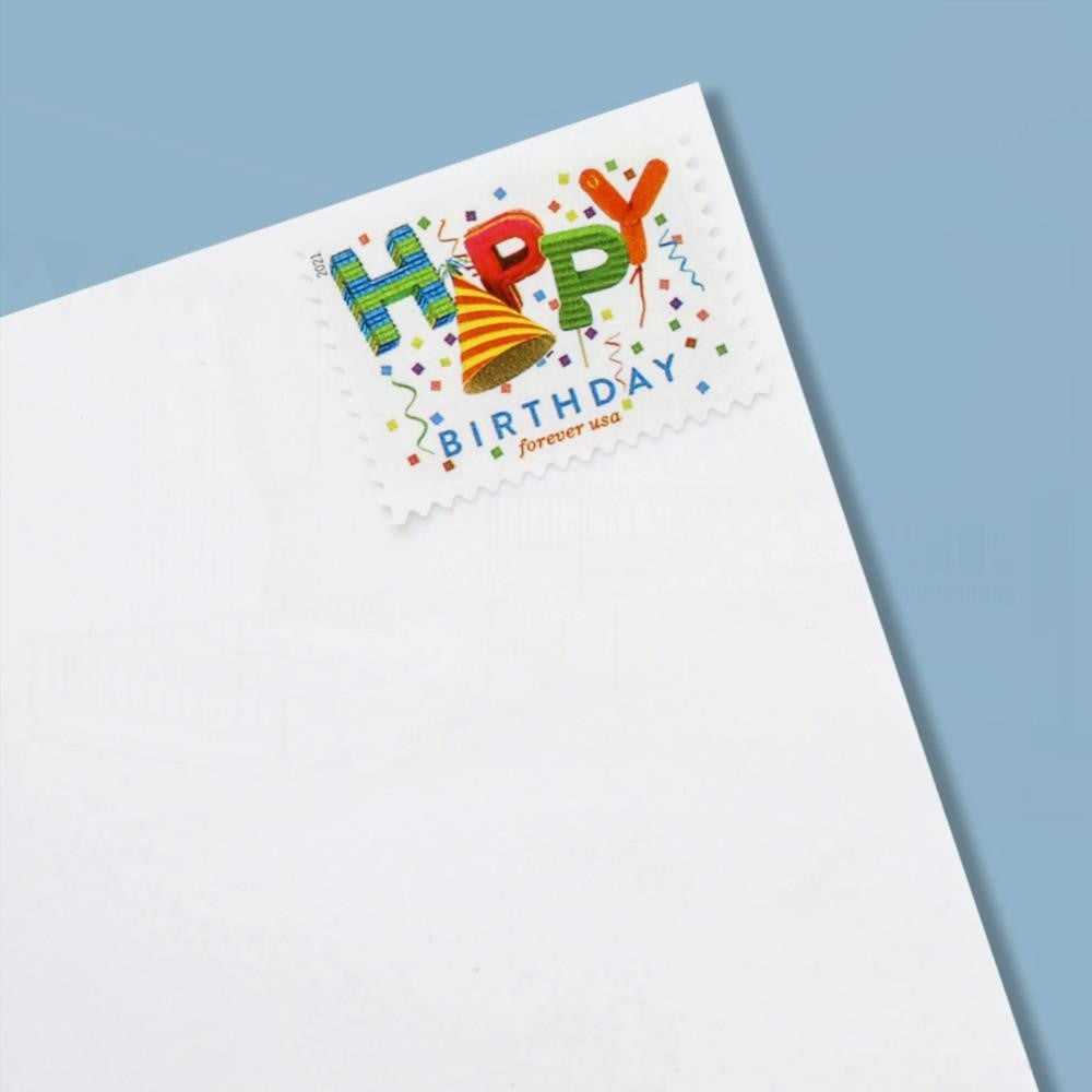 100Pcs US 2021 Happy Birthday Stamps Forever