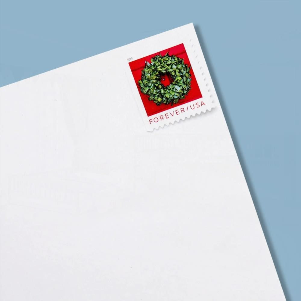 100Pcs 2019 US Holiday Wreaths Forever First-Class Postage Stamps