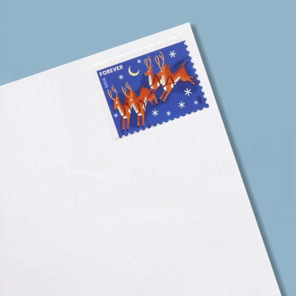 100Pcs 2012 First-Class Forever Stamp - Contemporary Christmas: Reindeer in Flight