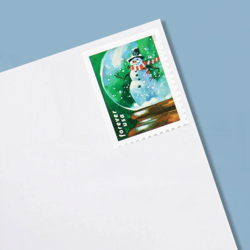 100Pcs 2023 US Snow Globes Christmas Forever Stamps Book