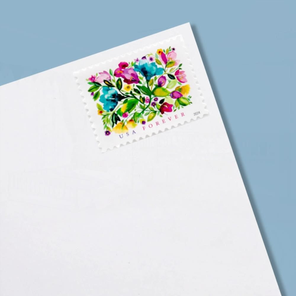100Pcs 2024 Celebration Blooms Forever First Class Postage Stamps
