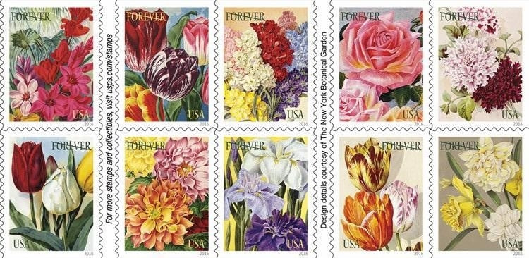100Pcs 2016 US Botanical Art Forever First Class Postage Stamps