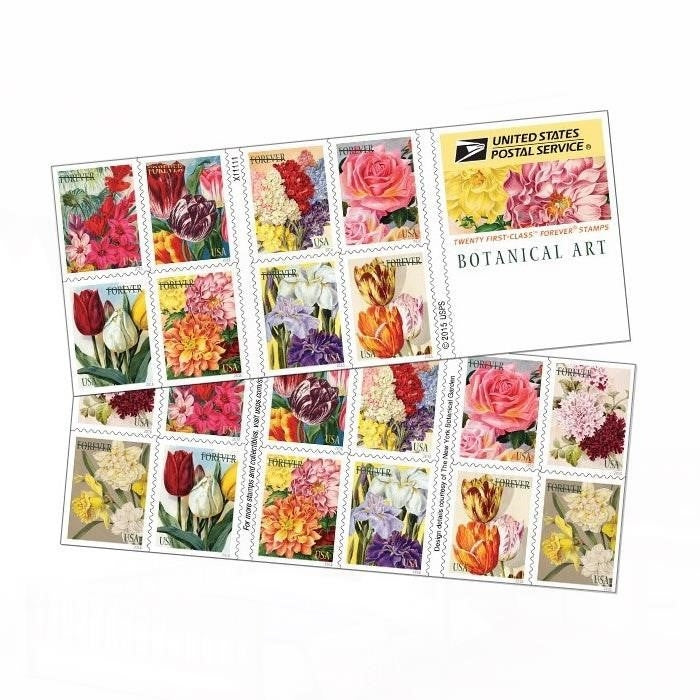 100Pcs 2016 US Botanical Art Forever First Class Postage Stamps