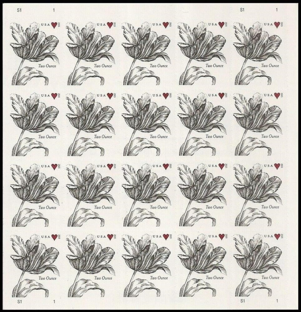 100Pcs 2015 Wedding Series: Vintage Tulip Two Ounce First Class Postage Stamps
