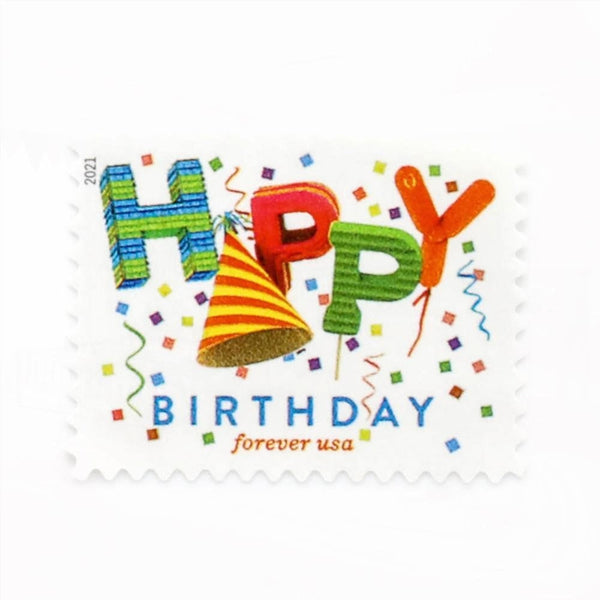 100Pcs US 2021 Happy Birthday Stamps Forever