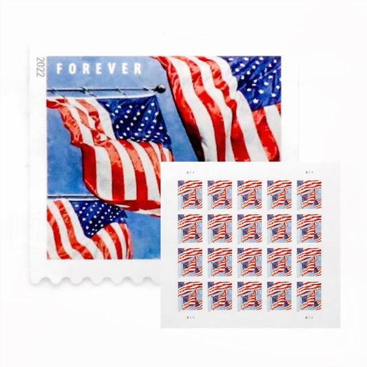 100Pcs Panes U.S. Flags 2022 Forever Stamps