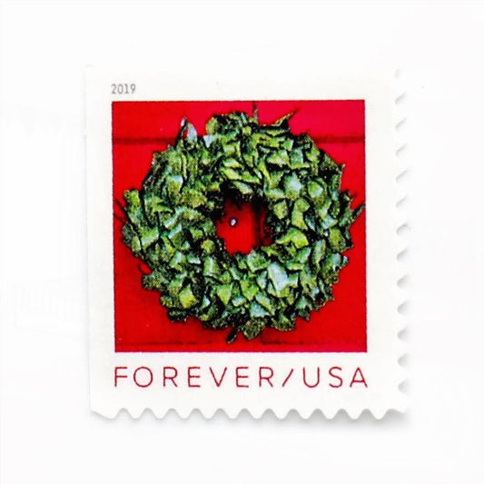100Pcs 2019 US Holiday Wreaths Forever First-Class Postage Stamps