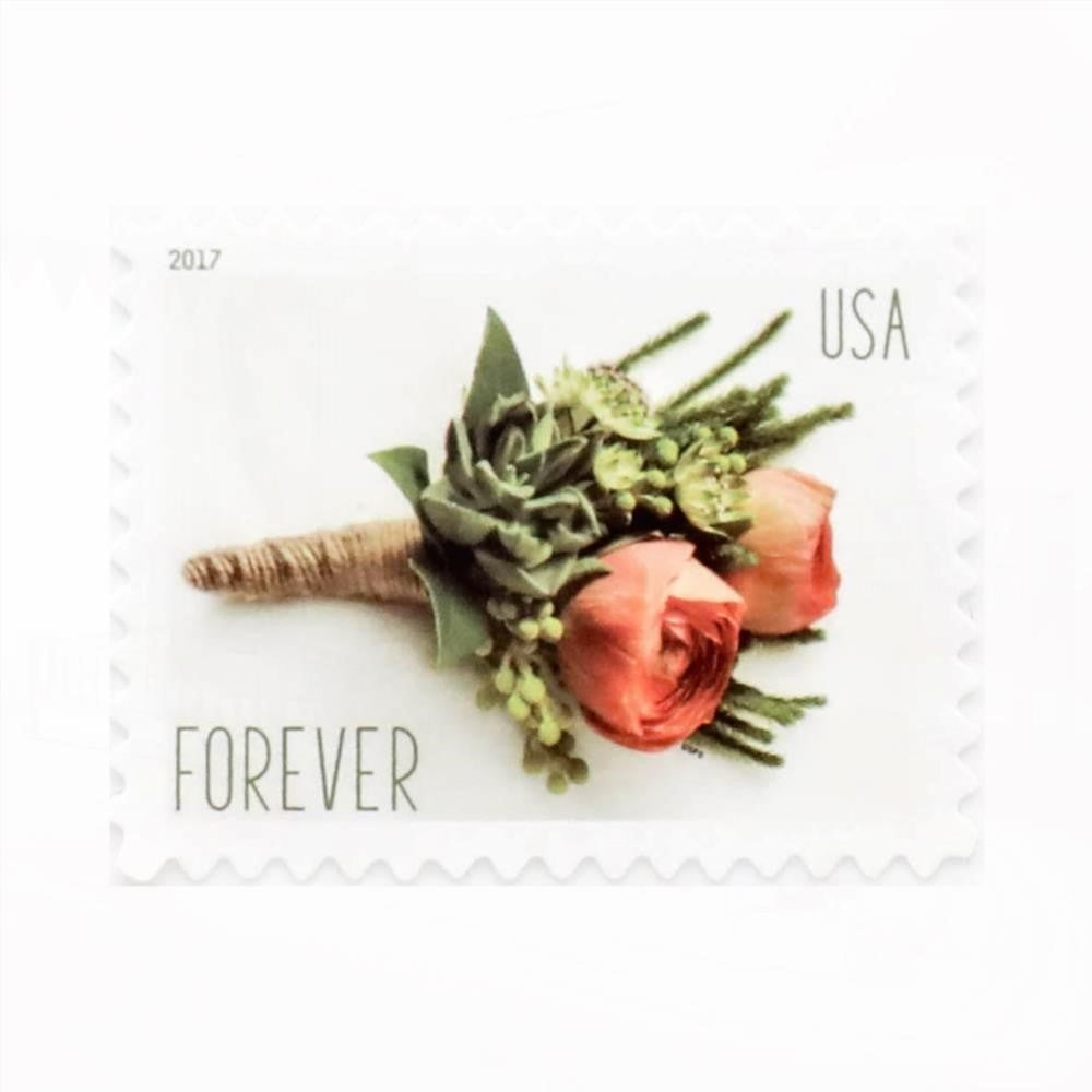 100Pcs 2017 First-Class Forever Stamp - Wedding Series: Celebration Boutonniere