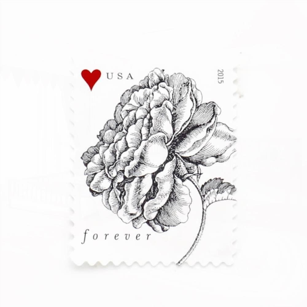 100Pcs 2015 First-Class Forever Stamp - Wedding Series: Engraved Vintage Rose
