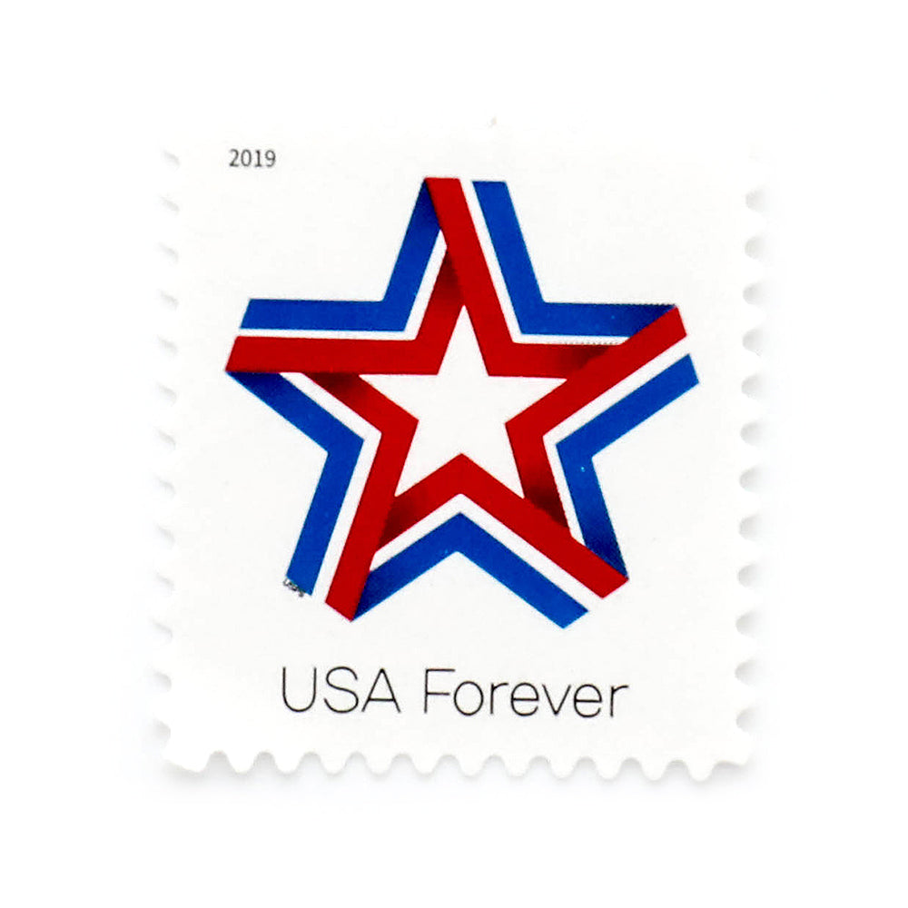 100Pcs 2019 USA Star Ribbon Forever Stamps