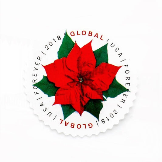 100Pcs 2018 US Global Poinsettia Forever Stamps