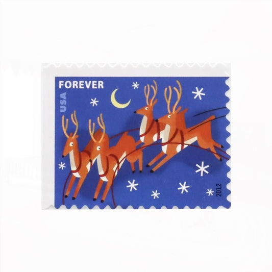 100Pcs 2012 First-Class Forever Stamp - Contemporary Christmas: Reindeer in Flight
