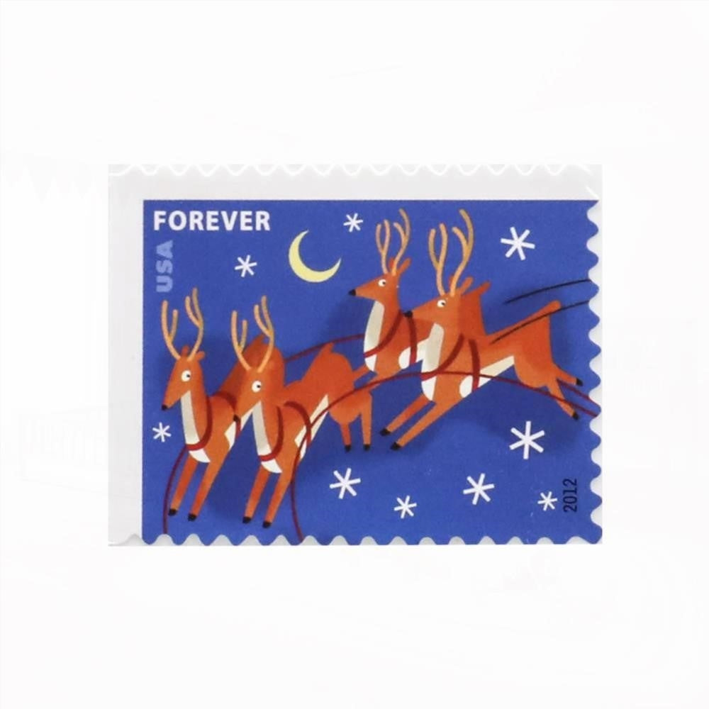 100Pcs 2012 First-Class Forever Stamp - Contemporary Christmas: Reindeer in Flight
