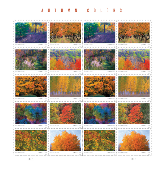 100Pcs 2024 Autumn Colors Stamps Forever First Class Postage Stamps