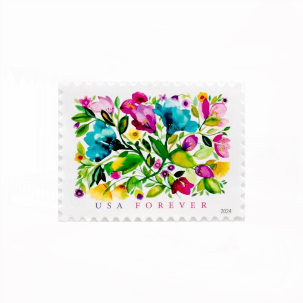 100Pcs 2024 Celebration Blooms Forever First Class Postage Stamps