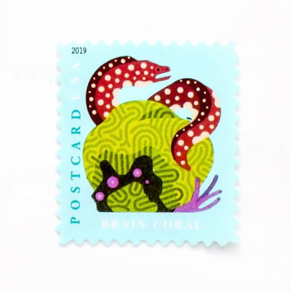 100Pcs 2019 US Coral Reefs Postcard Stamps