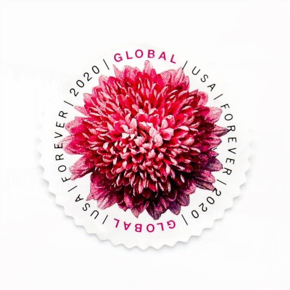 100Pcs 2020 US Global Chrysanthemum Forever Stamps