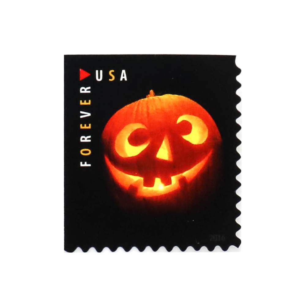 100Pcs 2016 First-Class Forever Stamp - Jack-O'-Lanterns: Round Eyes and Four Teeth