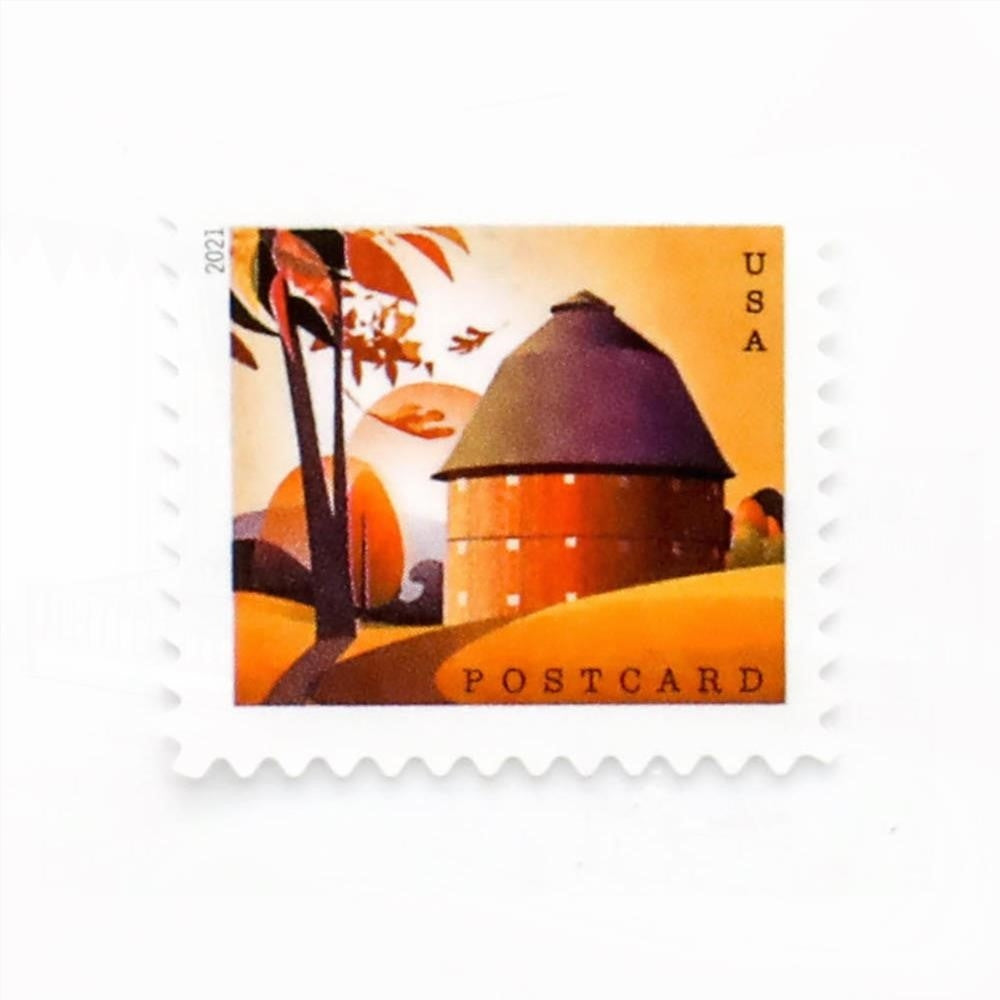 100Pcs 2021 US Barns Postcard Stamps Panes