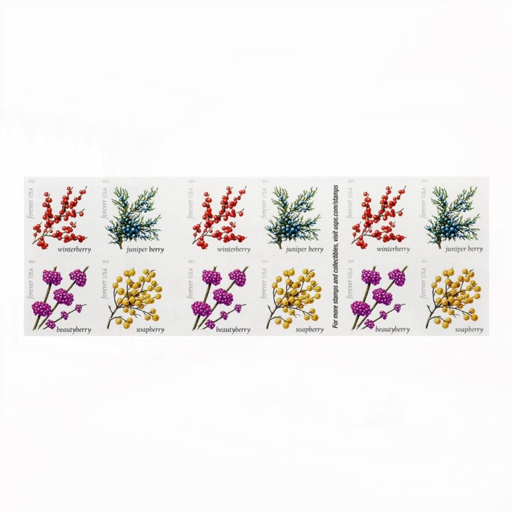 100Pcs 2019 US Winter Berries Forever Stamps