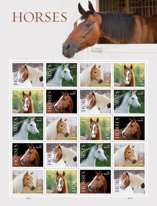 100Pcs 2024 US Horses Forever First Class Postage Stamps
