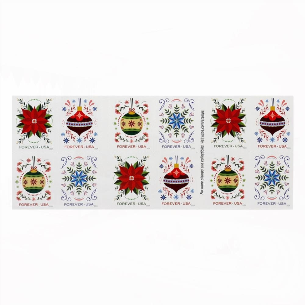 100Pcs 2024 US Holiday Joy First Class Forever Stamps