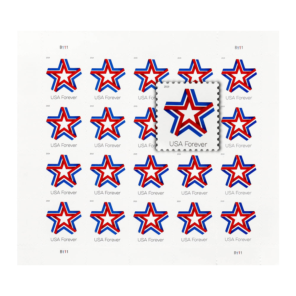 100Pcs 2019 USA Star Ribbon Forever Stamps