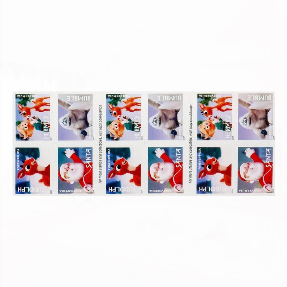 100Pcs 2014 US First-Class Forever Stamp - Rudolph the Red-Nosed Reindeer