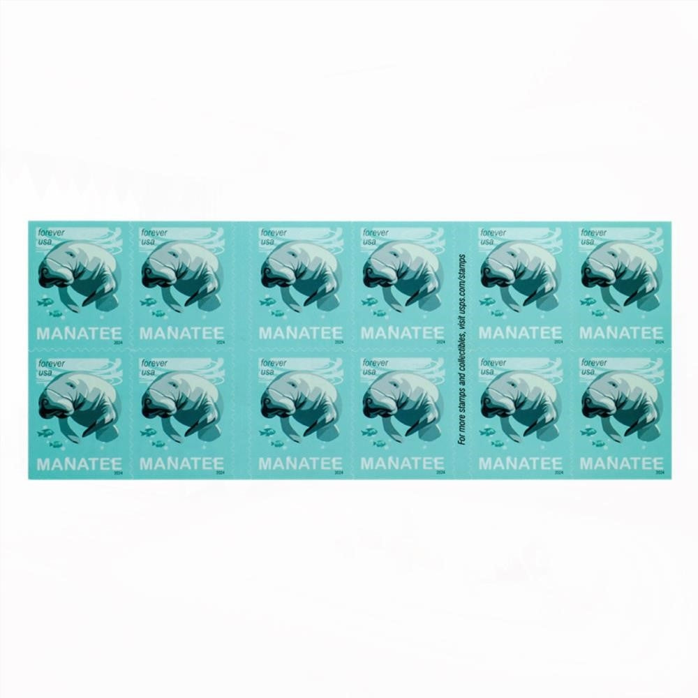 100Pcs 2024 Save Manatees Forever First Class Postage Stamps