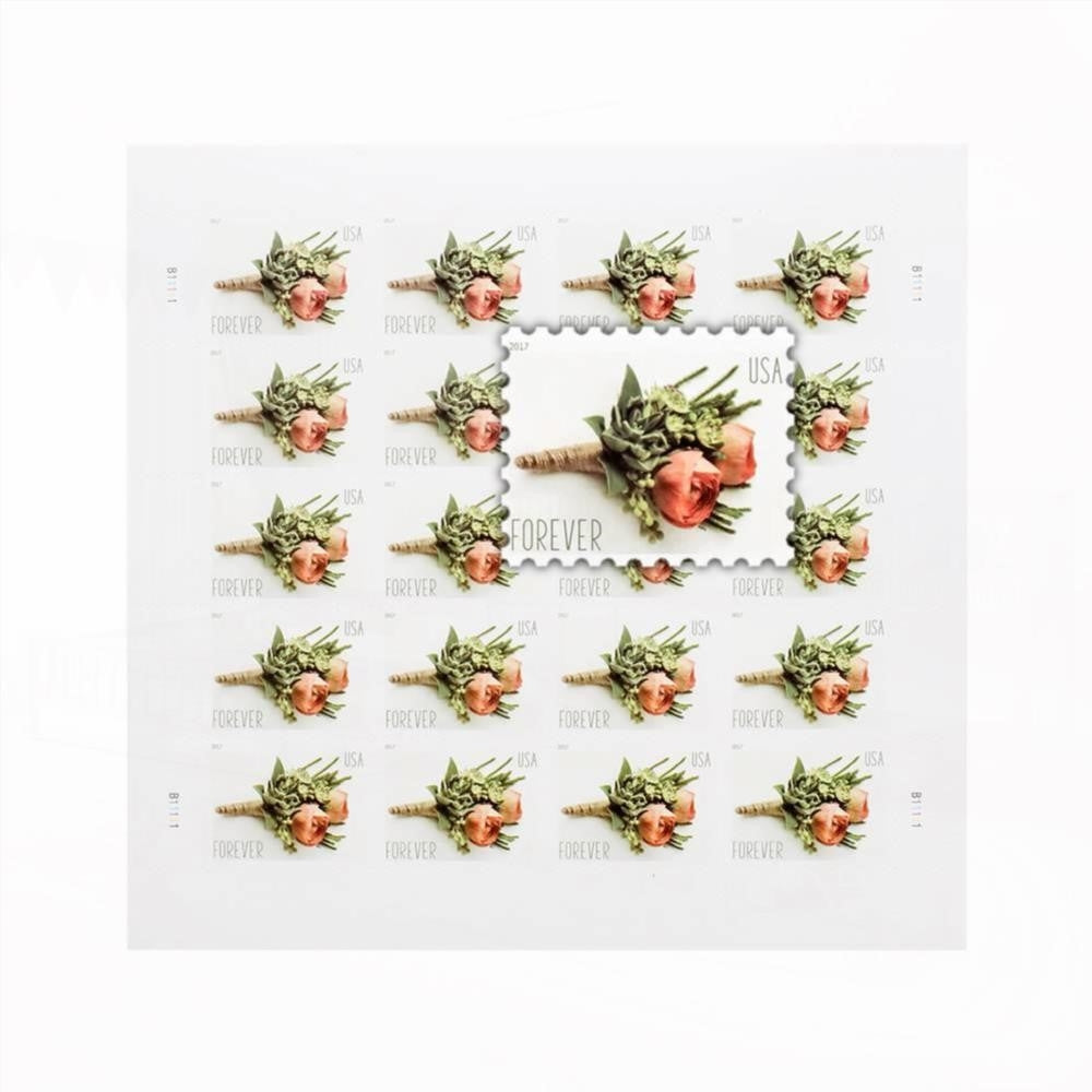 100Pcs 2017 First-Class Forever Stamp - Wedding Series: Celebration Boutonniere
