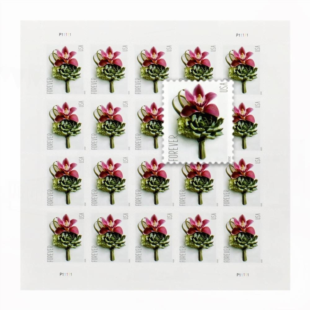 100Pcs 2020 U.S. Contemporary Boutonniere Forever Stamps