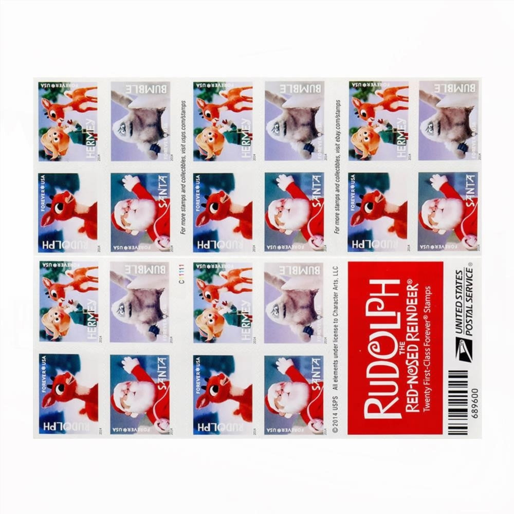 100Pcs 2014 US First-Class Forever Stamp - Rudolph the Red-Nosed Reindeer