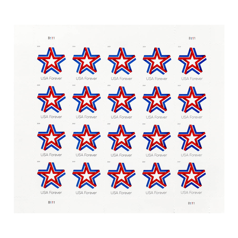 100Pcs 2019 USA Star Ribbon Forever Stamps