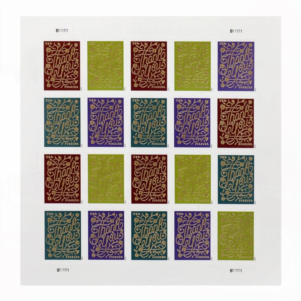 100Pcs 2020 USA Thank You Stamps Forever