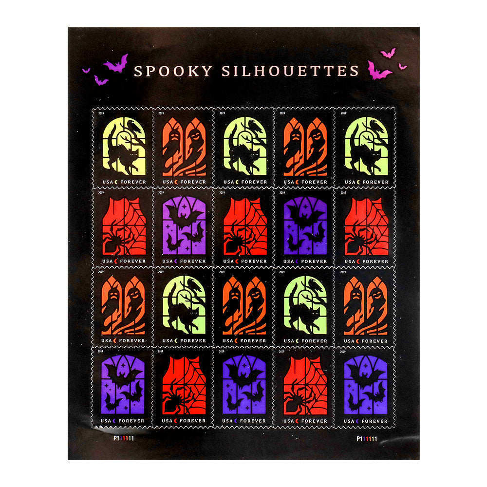 100Pcs 2019 US Spooky Silhouettes Forever Stamps