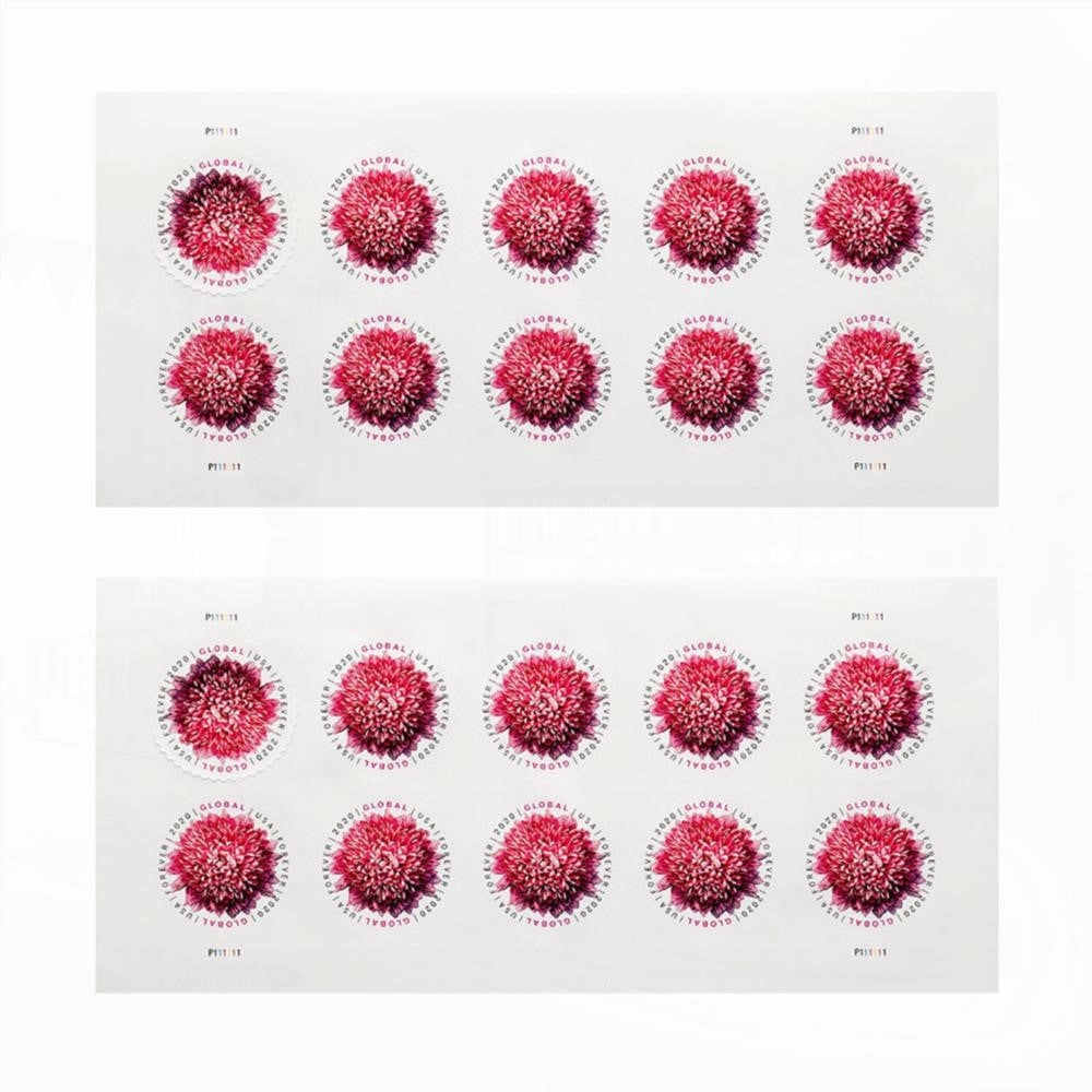100Pcs 2020 US Global Chrysanthemum Forever Stamps