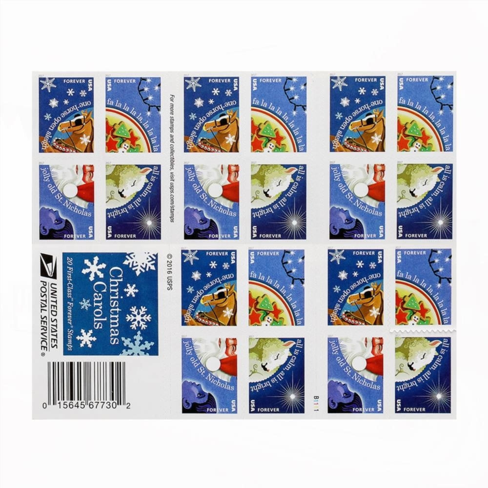 100Pcs 2017 US Forever Stamps Christmas Carols Booklet